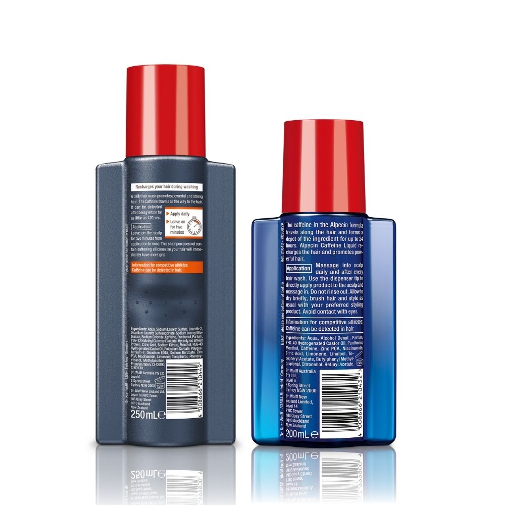 Alpecin Starter Pack - Caffeine Shampoo C1 250ml + Caffeine Liquid 200ml - strengthens hair on days with and without washing