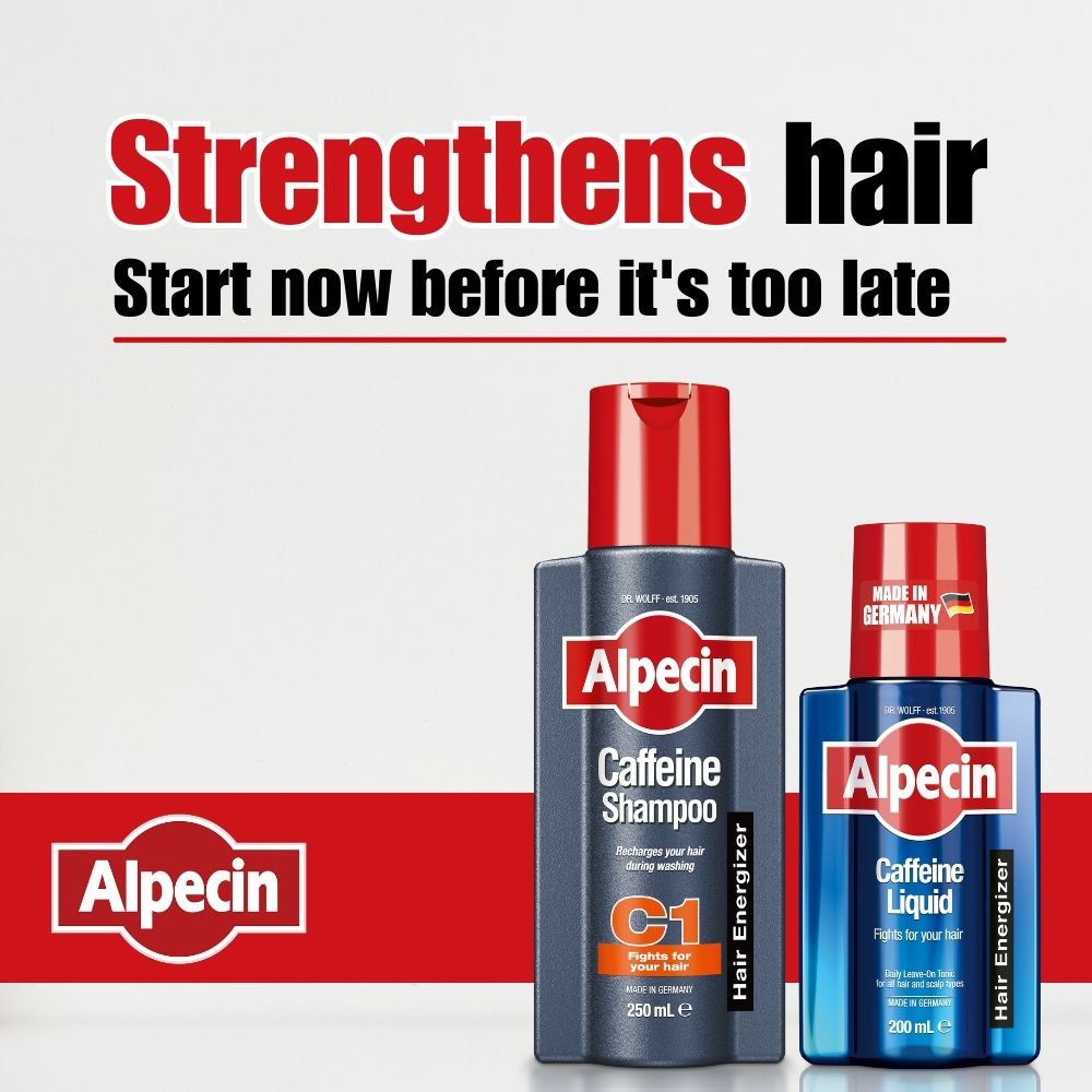 Alpecin Starter Pack - Caffeine Shampoo C1 250ml + Caffeine Liquid 200ml - strengthens hair on days with and without washing