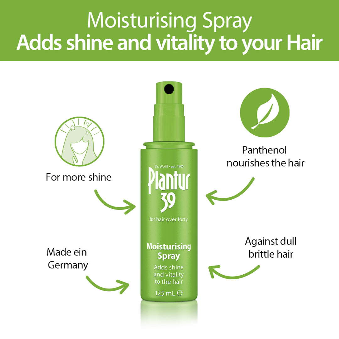 Plantur 39 moisturising spray for daily shine adds shine and vitality to hair, fights against dull and brittle hair