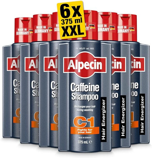 6x Alpecin C1 Caffeine Shampoo for Men - For Stronger Hair, 375ml