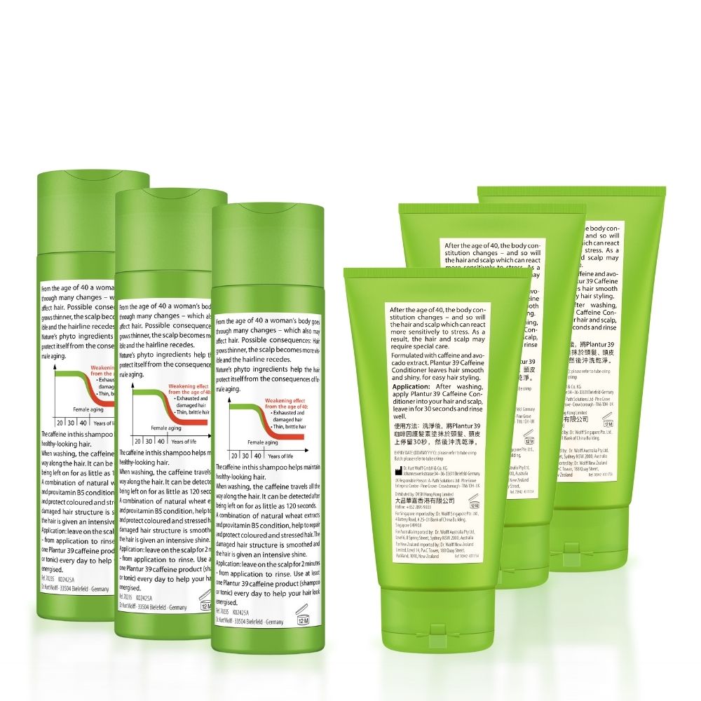 3x Starter Pack - Plantur 39 Shampoo + Conditioner Bundle For Coloured Hair