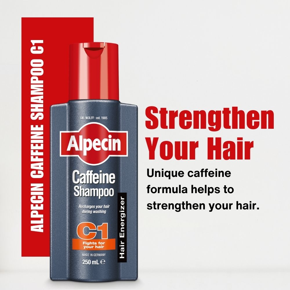2x Alpecin Caffeine Shampoo C1 for Men - For Stronger Hair, 250ml