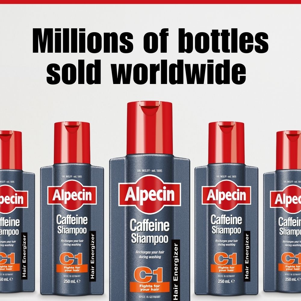 2x Alpecin Caffeine Shampoo C1 for Men - For Stronger Hair, 250ml