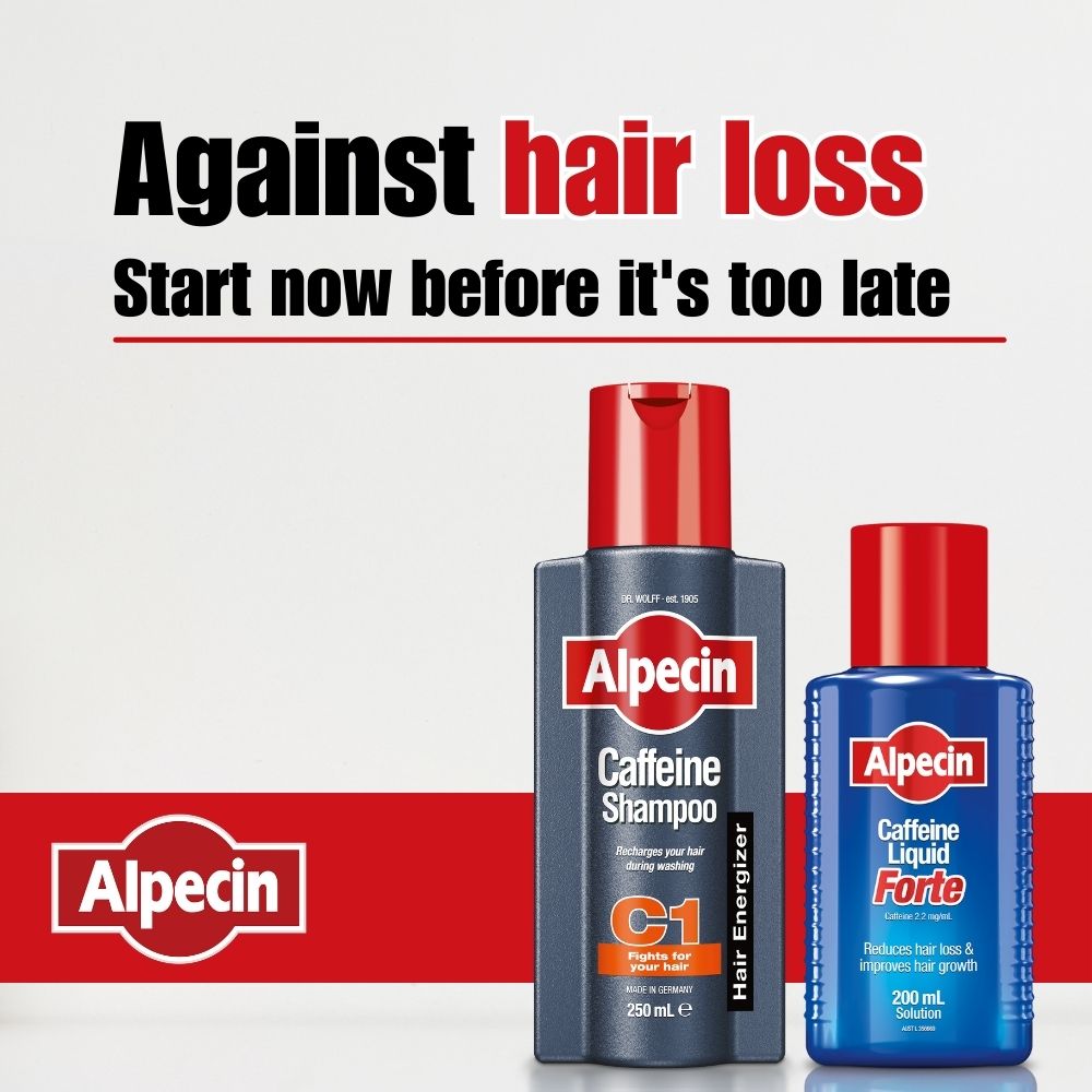 2x Alpecin Caffeine Shampoo C1 for Men - For Stronger Hair, 250ml