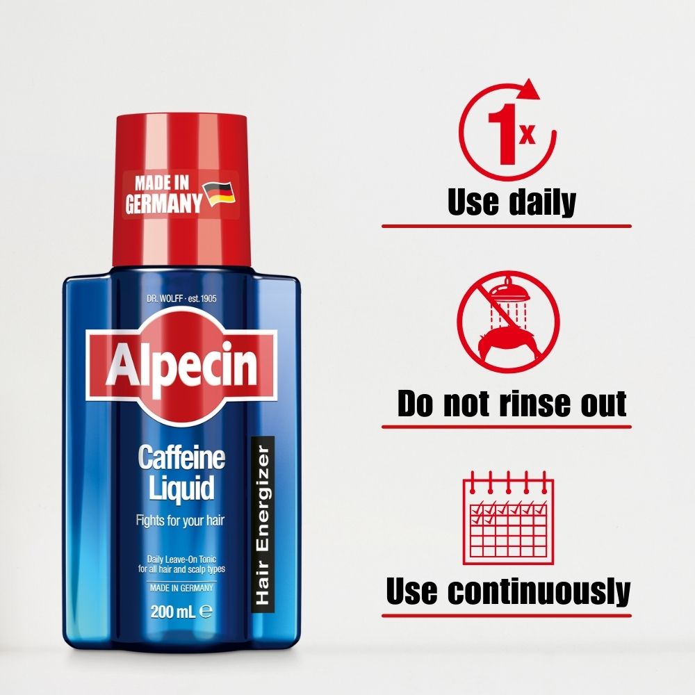 2x Alpecin Caffeine Liquid - Stronger Hair Leaving Scalp Energised 200ml