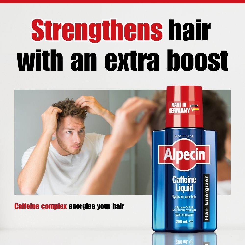 2x Alpecin Caffeine Liquid - Stronger Hair Leaving Scalp Energised 200ml