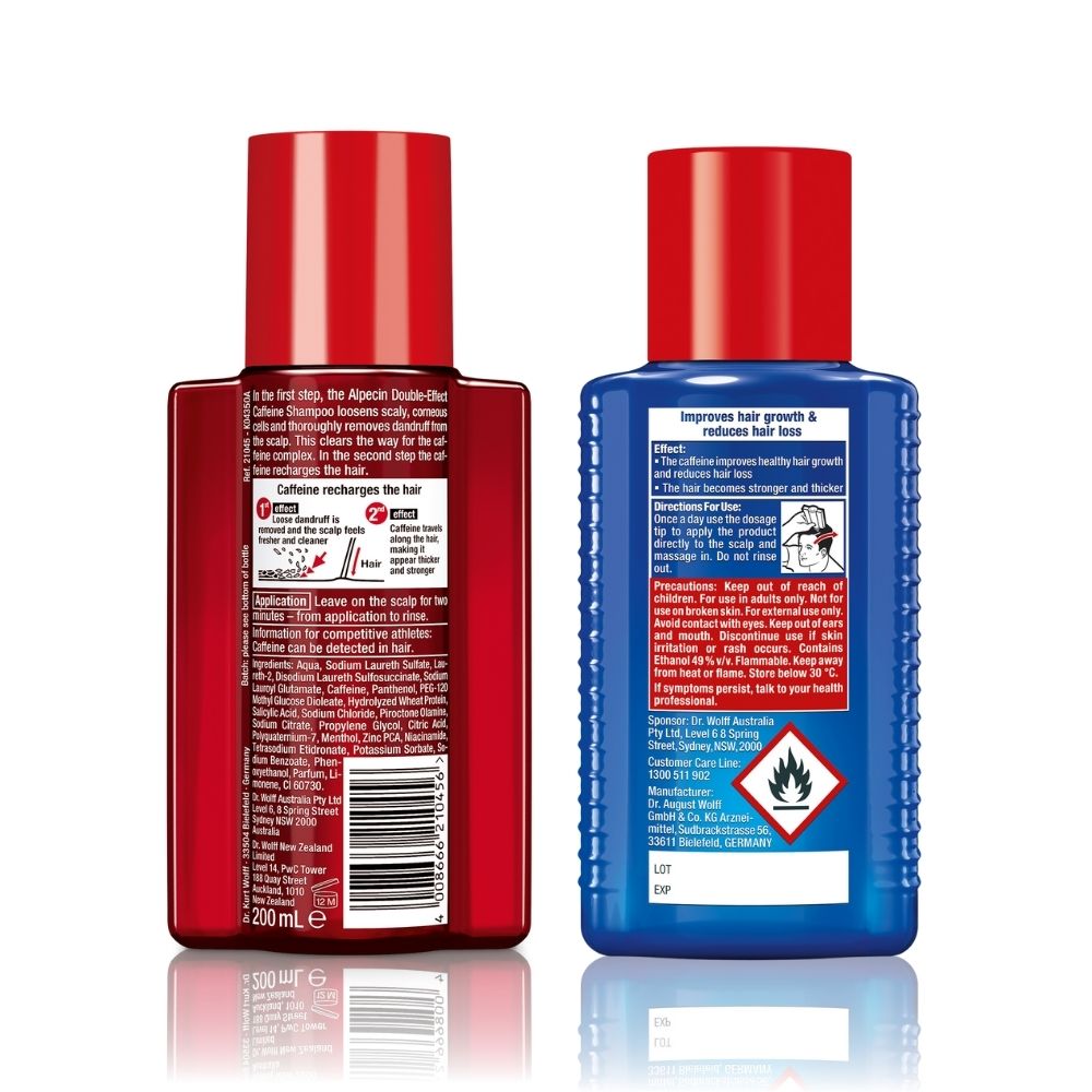 Alpecin Hair Loss Set – Alpecin Double Effect Shampoo + Caffeine Liquid Forte 200ml - Against Dandruff & Hair Loss