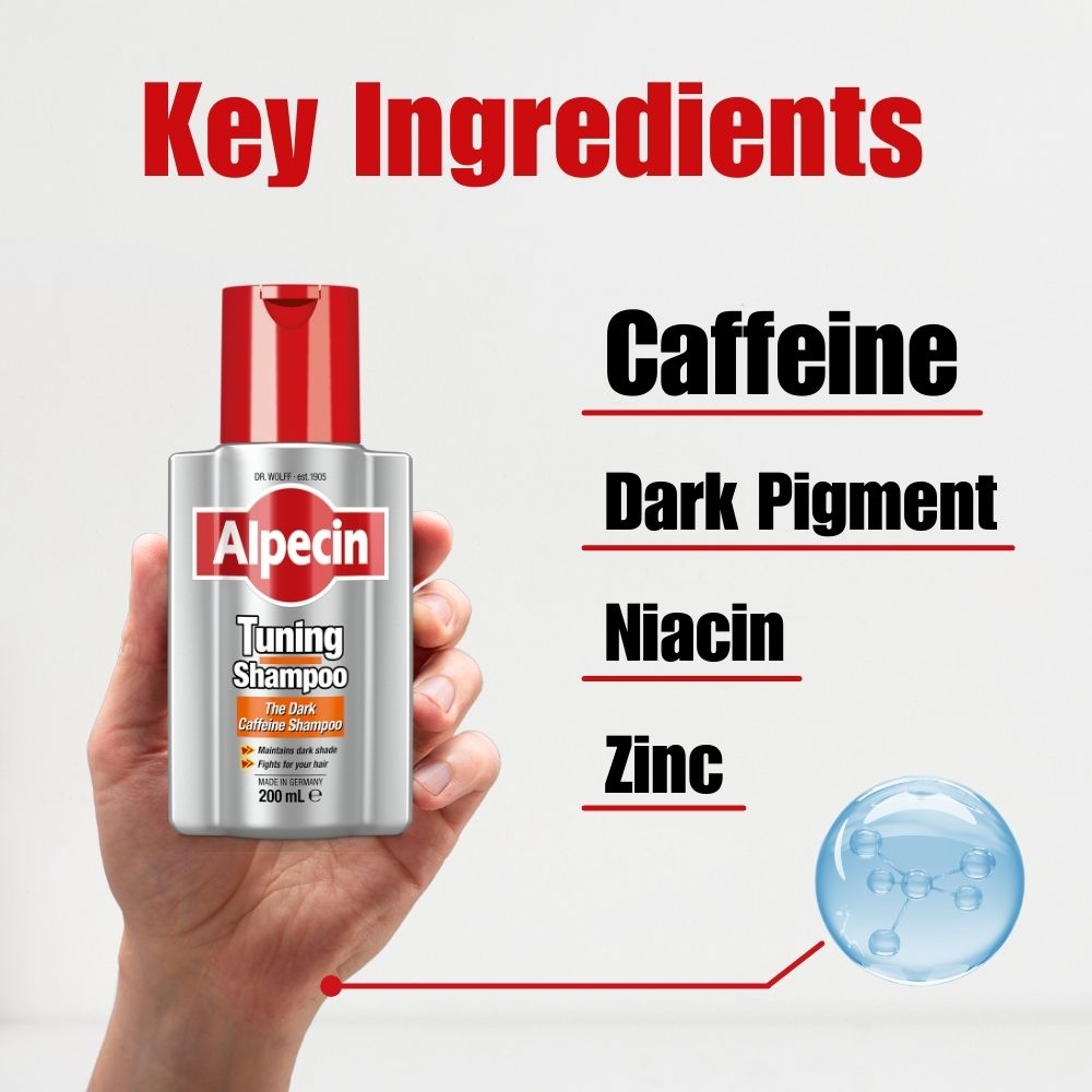 4x Alpecin Tuning Shampoo - Maintain Dark Hair - Thicker & Stronger Hair 200ml