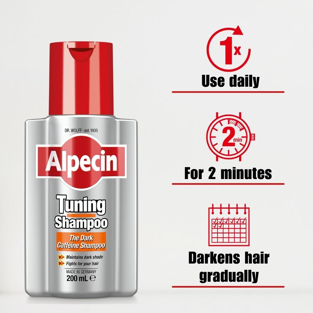 4x Alpecin Tuning Shampoo - Maintain Dark Hair - Thicker & Stronger Hair 200ml