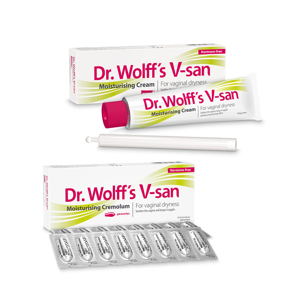 Dr. Wolff's V-san Care Set - Moisturising Cream 50g +Moisturising Cremolum 16 Pessaries