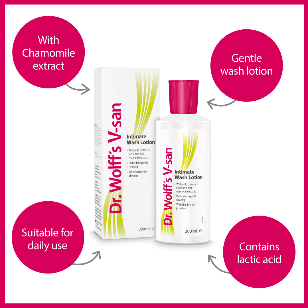 Dr. Wolff's V-san Prevention Set- Lactic acid 7 Pessaries +Intimate Wash Lotion 200 ml