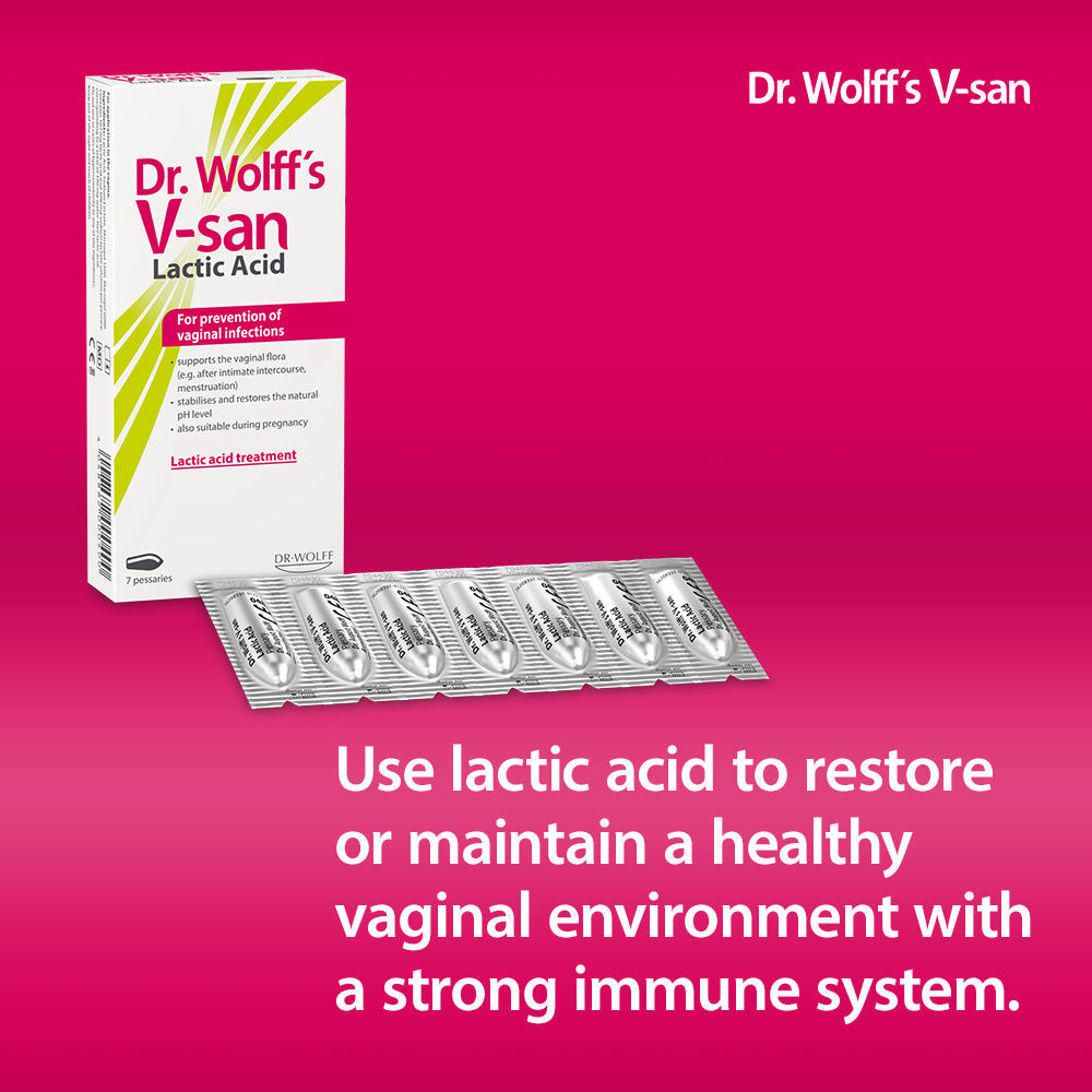 Dr. Wolff's V-san Prevention Set- Lactic acid 7 Pessaries +Intimate Wash Lotion 200 ml