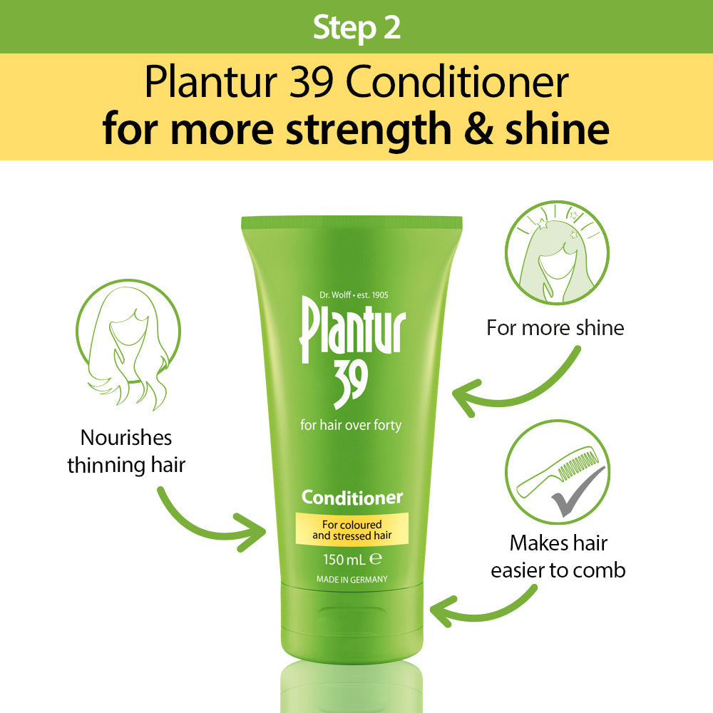 Plantur 39 conditioner step 2. Makes the hair easier to comb, by nourishing the hair