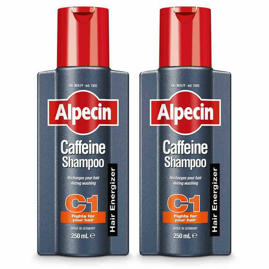 2x Alpecin Caffeine Shampoo C1 for Men - For Stronger Hair, 250ml